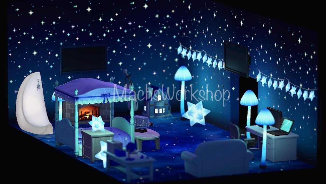 ACNH Starry Night Sky Bedroom Set ACNH Galaxy Bedroom Indoor Etsy