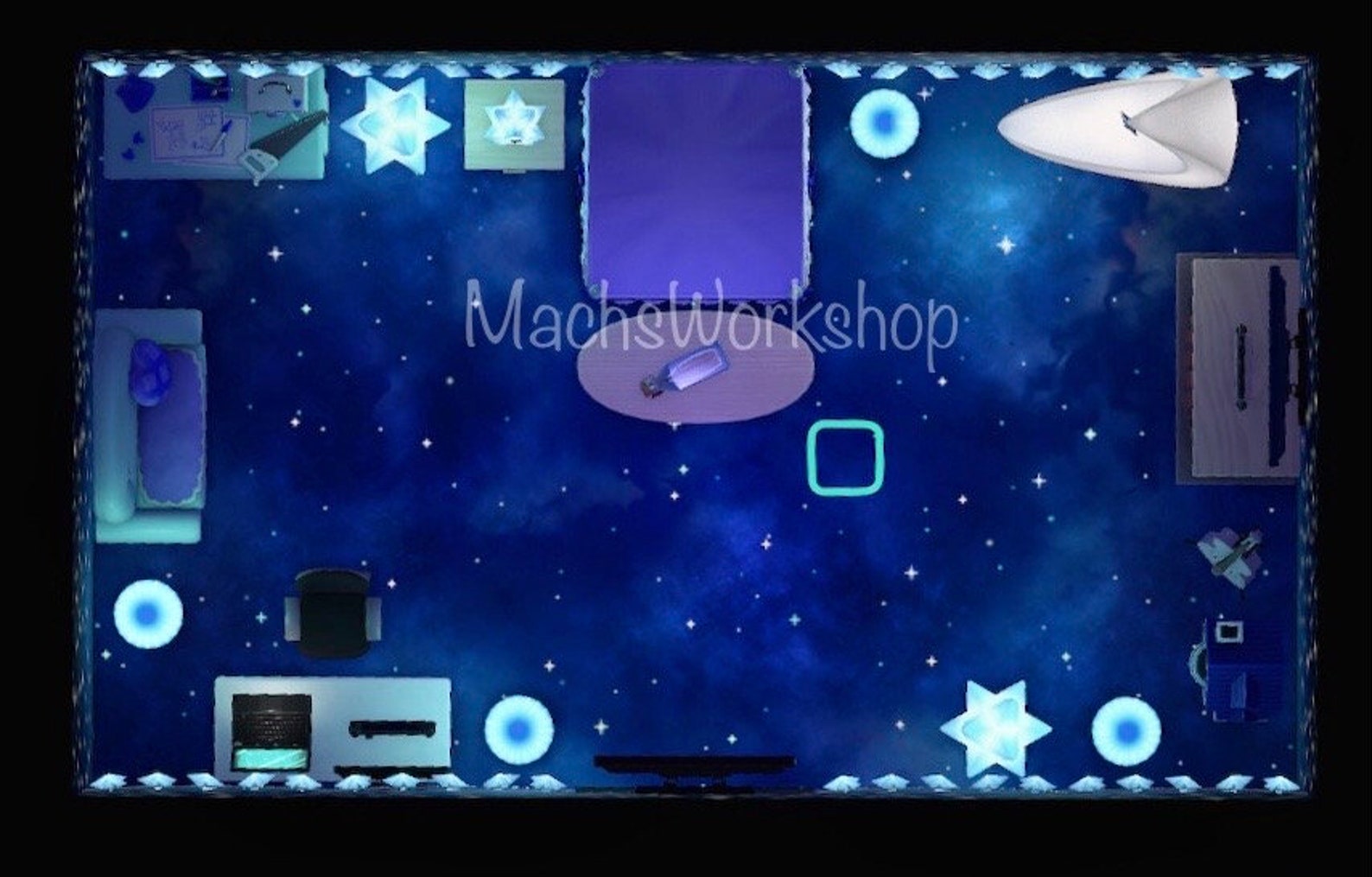 ACNH Starry Night Sky Bedroom Set ACNH Galaxy Bedroom Indoor Etsy