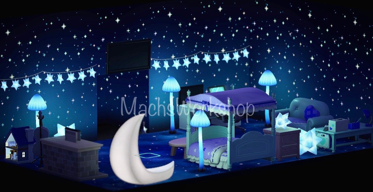 ACNH Starry Night Sky Bedroom Set / ACNH Galaxy Bedroom Indoor Etsy