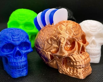 Skull Guitar Pick & Plectrum holder / 3D Printed / Gift / Guitarrista / Bajista / Músicos / Emo / Goth / Para él / Para ella / UK / Fender