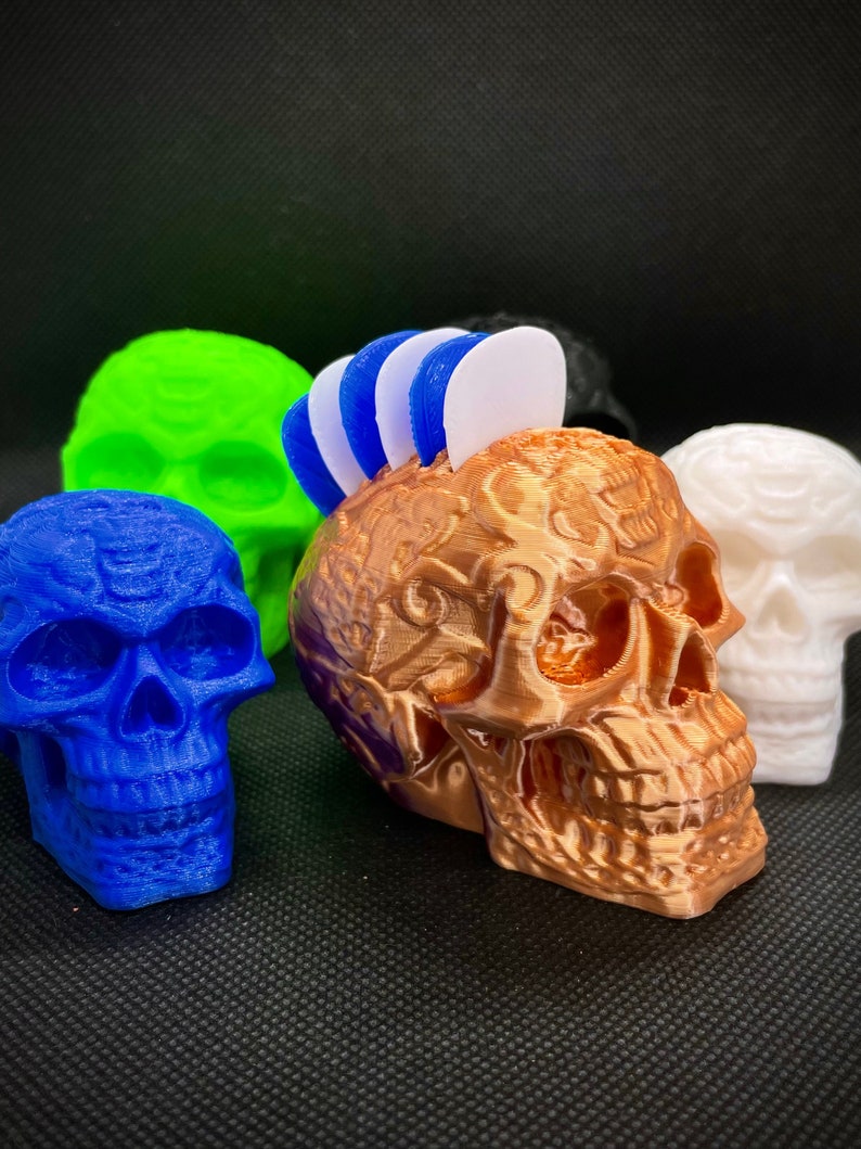 Skull Guitar Pick & Plectrum holder / 3D Printed / Gift / Guitarrista / Bajista / Músicos / Emo / Goth / Para él / Para ella / UK / Fender imagen 1