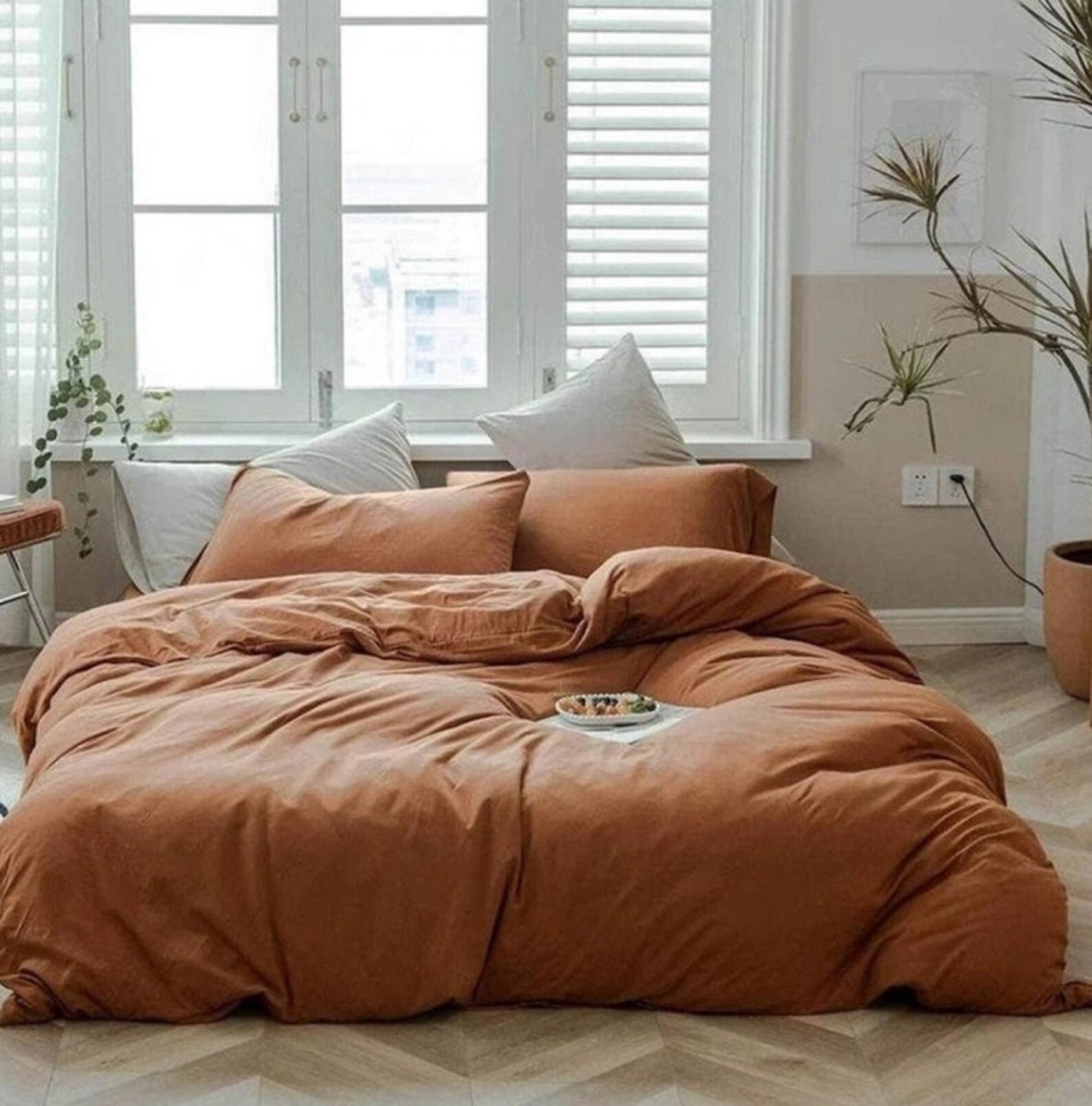 Linen Duvet Cover Rust Brown Duvet Set Comforter Set Uo Etsy UK