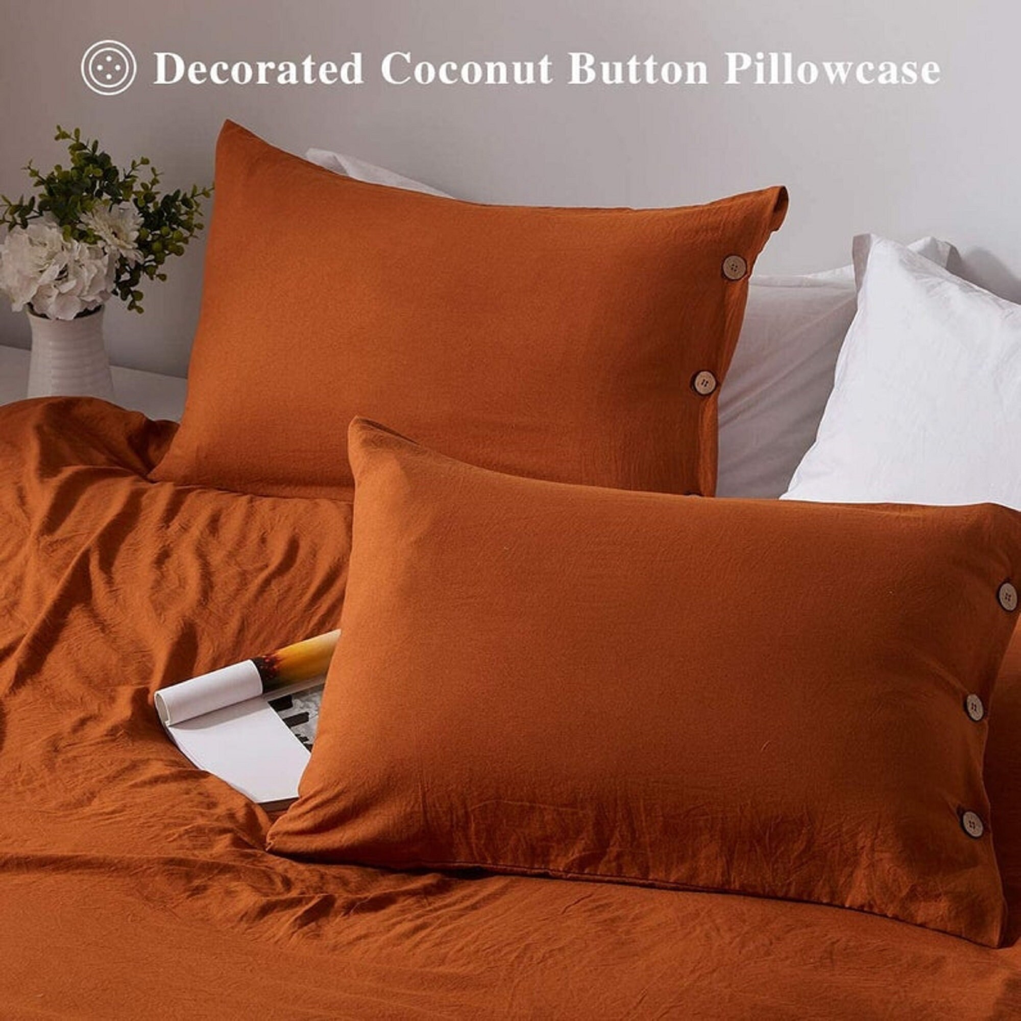 Burnt Orange Linen Duvet Cover Softened Stonewashed Linen Etsy
