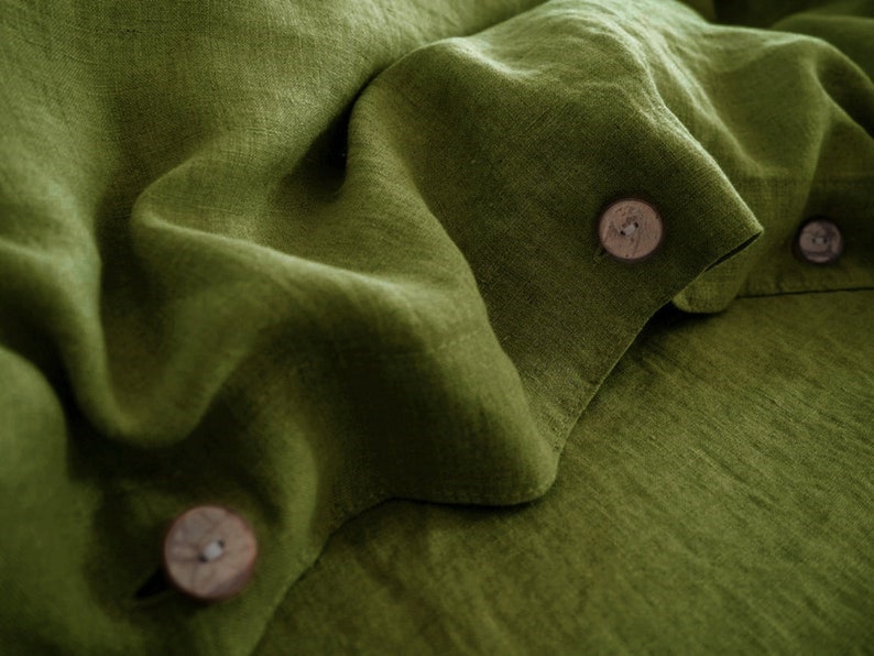 Moss Green Linen Duvet Cover Softened Linen Bedding Set Duvet - Etsy
