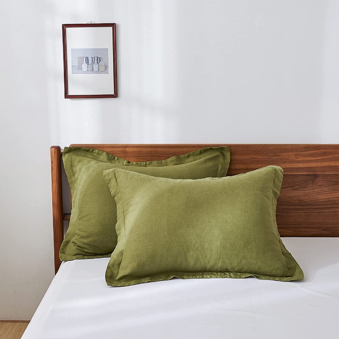 Olive Green Linen Duvet Cover Softened Linen Bedding Set Moss Etsy