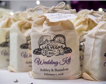 4&quot; by 6&quot; Las Vegas Wedding Favor Bags, Survival Kit Bags, Hangover Kit Favor Bags, Wedding Favor Drawstring Bags