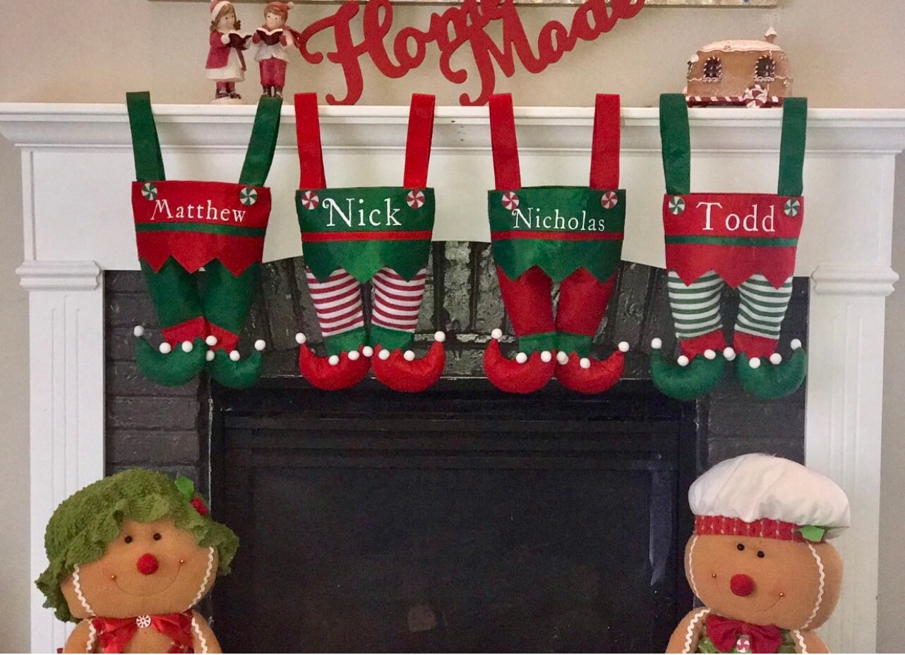 Elf Stockings, Elf pants Christmas Stocking, Unique Christmas Stockin…