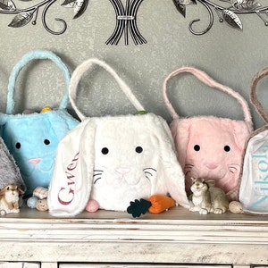 Personalisierter Osterkorb, Pelz-Osterkorb, Plüsch-Osterkorb, Benutzerdefinierter Hase, Babys erstes Ostern