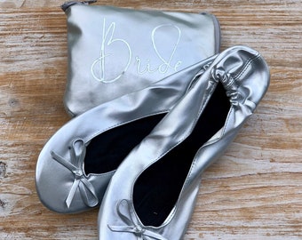 Foldable Flats, Ballet Flats, Bridesmaid Gift, Rollable Flats, Bridesmaid slippers, Comfy Bride Shoes