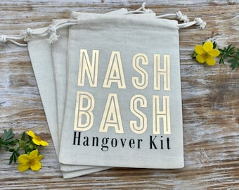 Nash Bash Drawstring Bags, Nashville Survival Kit Bags, Hangover Kit Favor Bags, Wedding Favor Drawstring Bags,