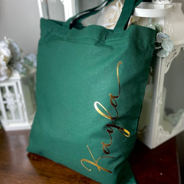 Forest Green Bridesmaid Tote, Personalized Tote, Maid of Honor Tote, Wedding Welcome Bag, Personalized Welcome Bag