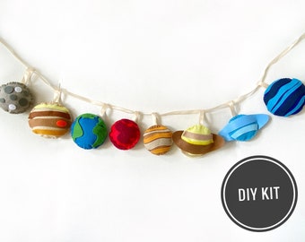 DIY Solar System Felt Garland Kit | Felt Kit | Craft Kit | Nursery DIY Craft | Make Your Own Sewing Pattern