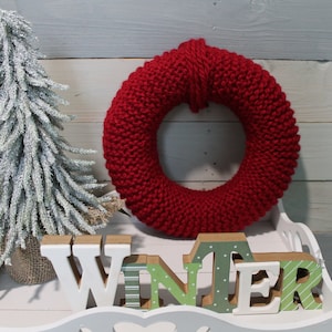 Knitted wreath, Ø 27 cm, color dark red, table wreath, door wreath, Advent wreath, chunky knit, rustic, country house