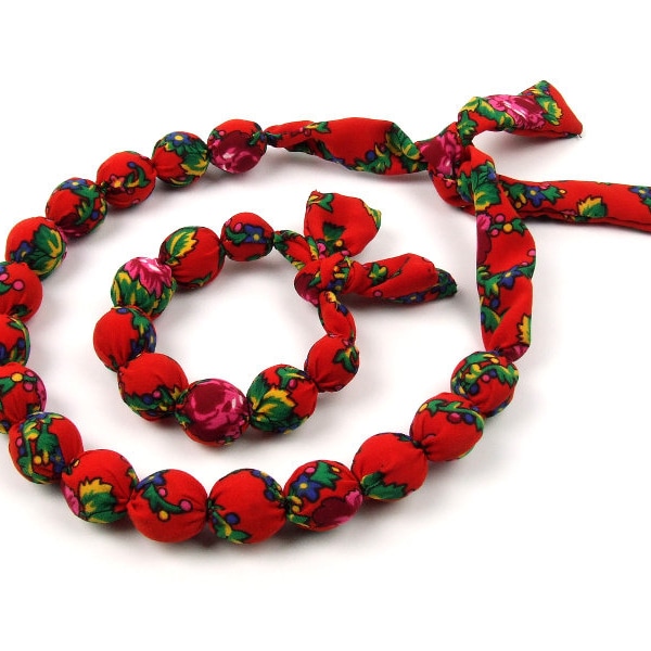 Polish folk beads, a set of a necklace and bracelet, handmade highlander beads, Slavic style