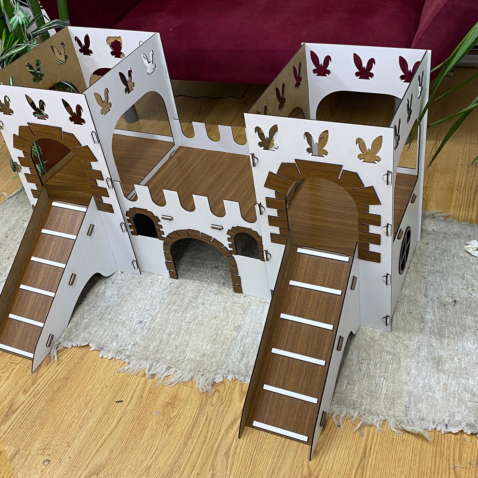 Modern Bunny Castle Wooden Rabbit Castle Large Rabbit House Etsy