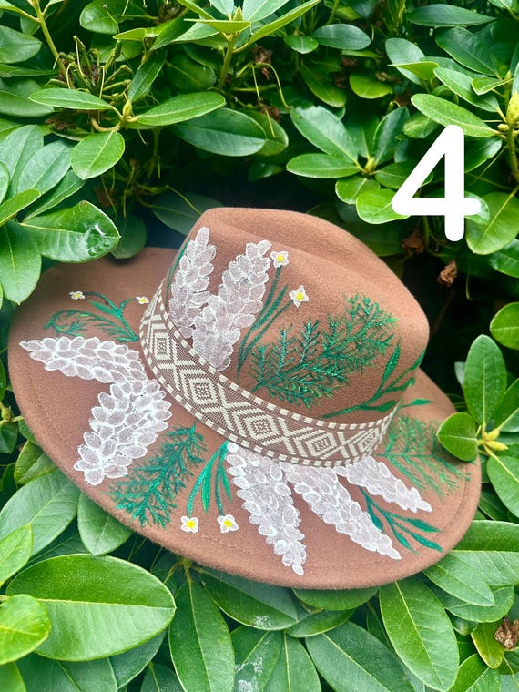 Hand-painted Wide Brim Fedora Hat, Floral Western Hat - Etsy