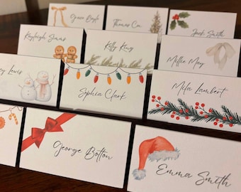 Christmas Name Cards | Name Tags | Place Cards | Santa | Snowmen | Ribbon | Holly | Gingerbread Men | Christmas Table | Xmas Guest Name Tags