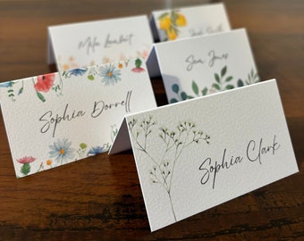 Wedding Name Cards | Name Tags | Place Cards | Floral | Lemons |  Gypsophila | Eucalyptus | Flowers | Wedding Table | Guest Name Tags