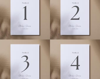 Printed Table Numbers | Minimalist Table Number Card | Elegant Numbers | Wedding Decor For Table Centerpiece | 300gsm Card | Size A6 A5 A4