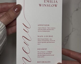 Wedding Menu with Names | Personalised Menus for Wedding Place Settings | Menu Card | Name Card | Wedding Table Decor | Menu Choice | 300gsm
