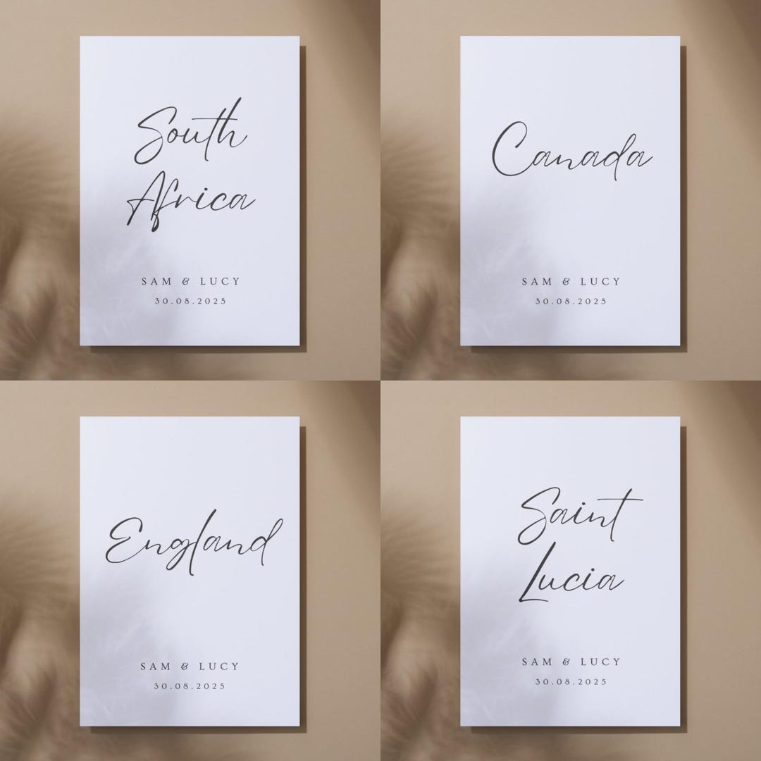 Printed Table Names/places | Minimalist Table Name Card | Elegant ...