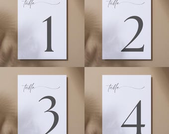 Printed Table Numbers | Minimalist Table Number Card | Elegant Numbers | Wedding Decor For Table Centerpiece | 300gsm Card | Size A6 A5 A4