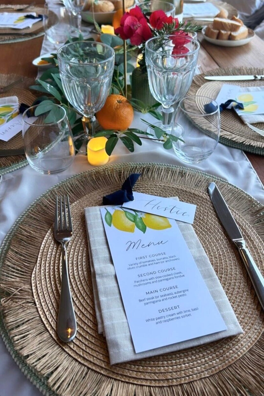 Lemon Menu Personalised Lemons Menu (PRINTED) - Etsy