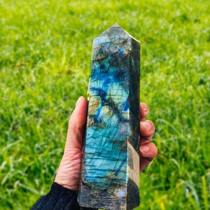 Huge Labradorite Tower | Large Natural Labradorite Crystal Point  | Quartz Crystal Obelisk Healing Decoration