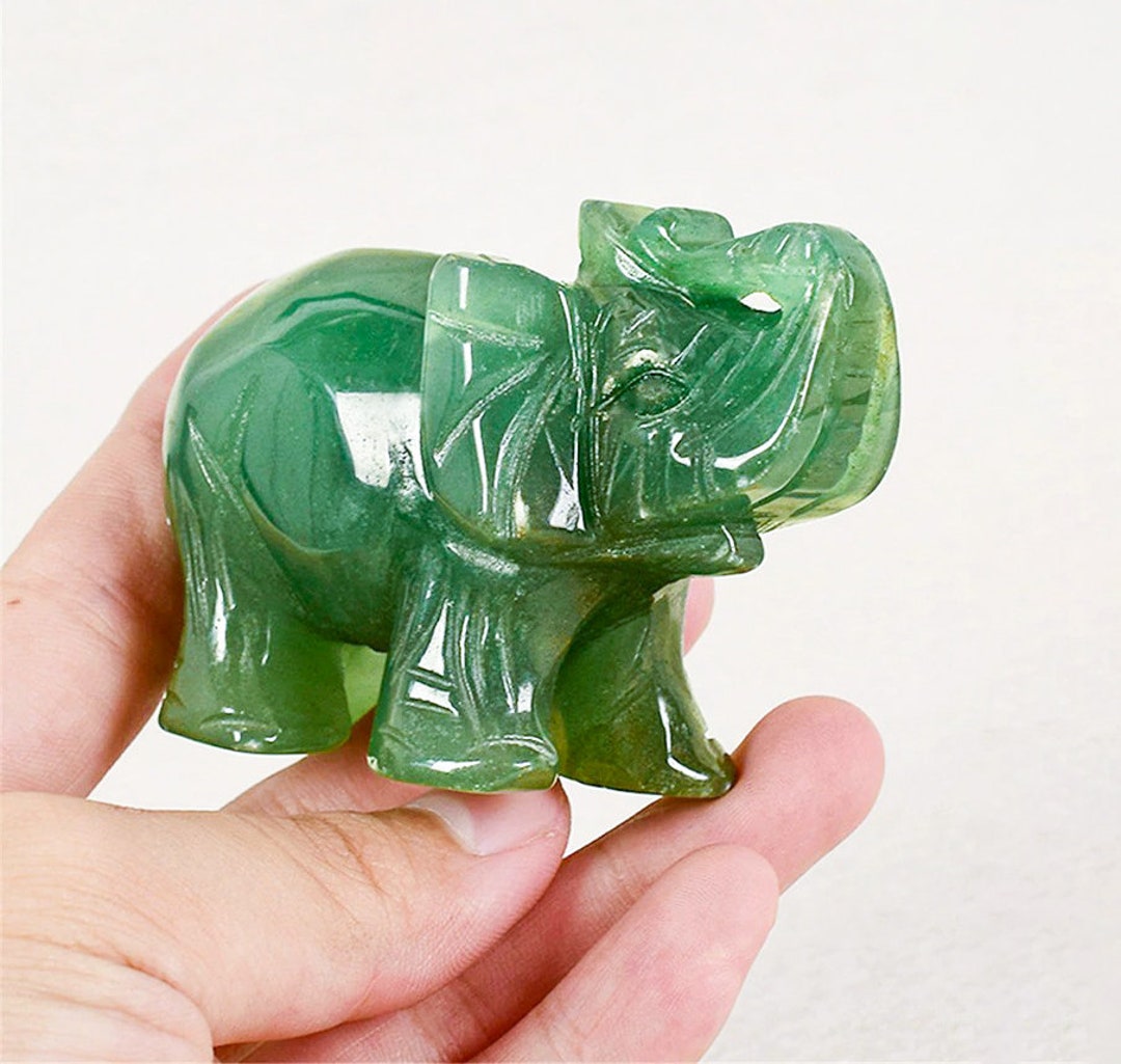 Green Jade Elephant Good Luck for Feng Shui, Elephant Green Aventurine