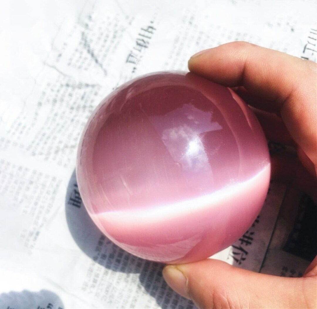 Pink Cat Eye Sphere Pink Cat Eye Crystal Ball Etsy