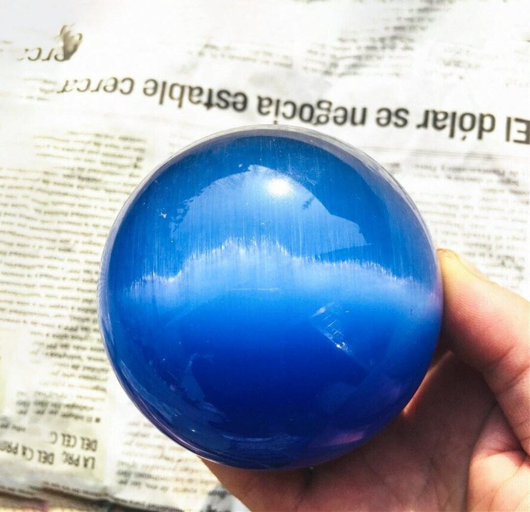 Dark Blue Cat Eye Sphere Dark Blue Cat Eye Crystal Ball Handpolished Crystal Ball Etsy