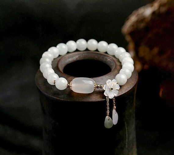 Emerald jade stone & agate bracelet deals