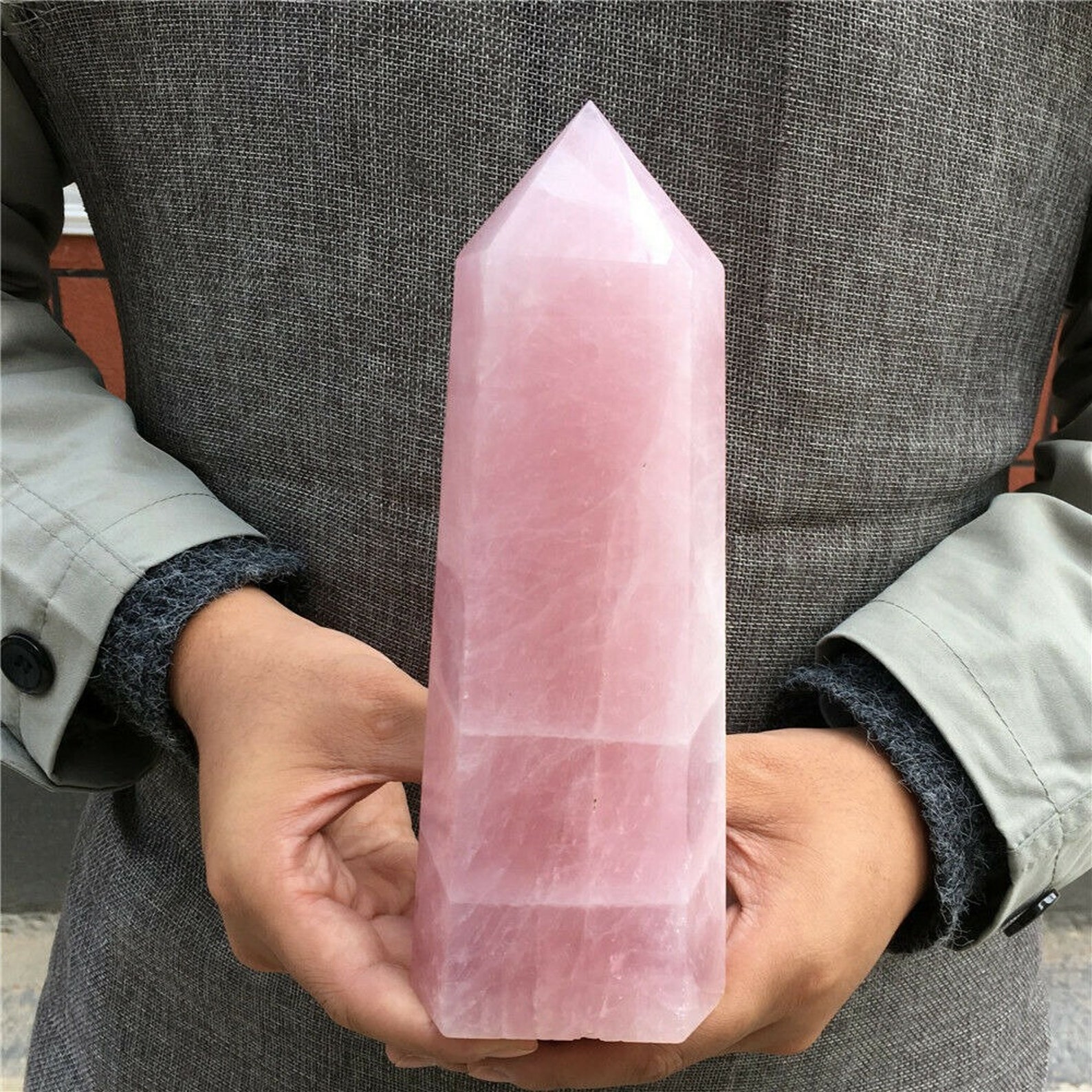Large Rose Quartz Crystal Tower Natural Pink Rose Quartz Etsy