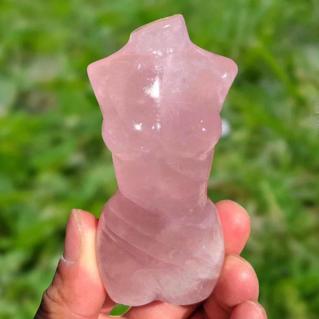 Crystal Goddess Body Rose Quartz Goddess Body Hand carved
