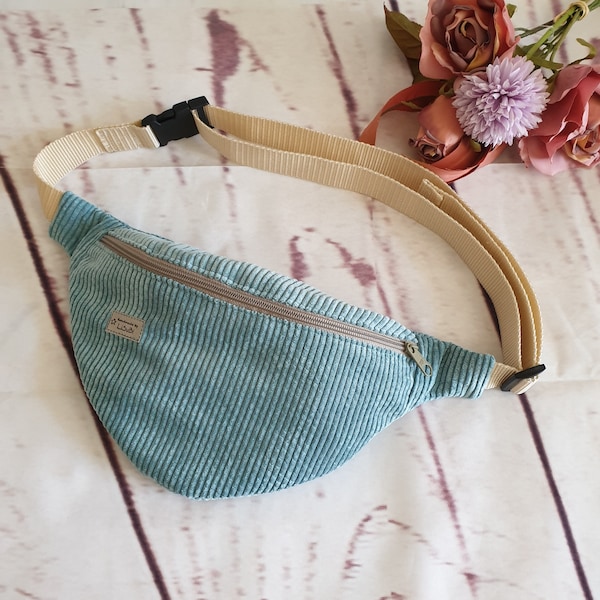 Bauchtasche Hüfttasche Cord Crossbody meergrün