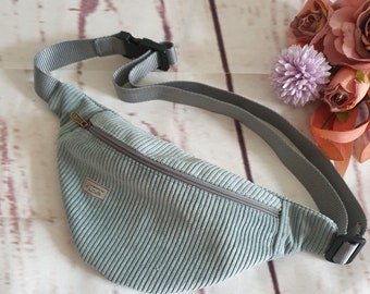 Bum bag hip bag cord crossbody blue gray