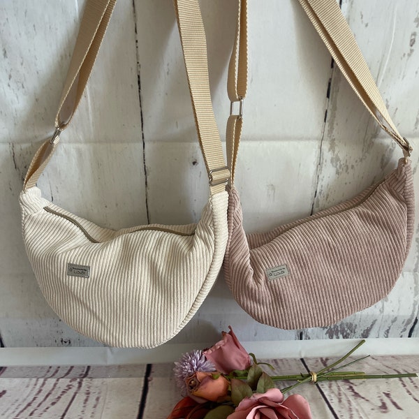 Corduroy bag Crossbody bag Halfmoon bag Banana bag Bum bag Beige