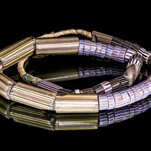 A Strand of Drawn Striped Venetian and Chevron African Trade Beads CRBM_10206_B