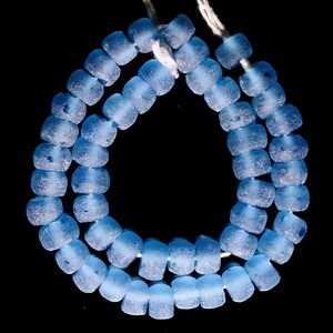 A 23&quot; Strand of Recycled Glass Beads from Ghana, Small Light Blue - VB_0193