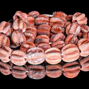 Ancient JATIM Indo-Pacific Trade Glass Brick-Red Starfruit Beads M00667_B