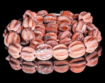 Ancient JATIM Indo-Pacific Trade Glass Brick-Red Starfruit Beads M00667_B