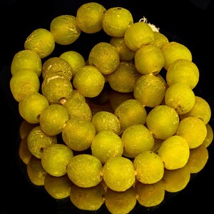 A 23&quot; Strand of Recycled Glass Beads from Ghana, Yellow VB_0183