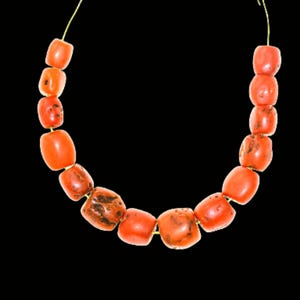 A Short Graduated Strand of Genuine Mediterranean Precious Coral Beads