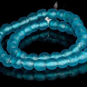 Recycled Glass Beads from Ghana Agua Blue M00424