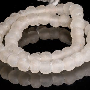 Recycled Glass Beads from Ghana M00425 - frosted white