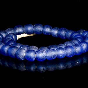 A 23&quot; Strand of Recycled Glass Beads from Ghana, Dark Blue VB_0715