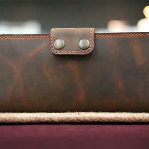 Gepersonaliseerde lederen klassieke lange portemonnee voor man, vrouw, handgemaakte portemonnee, gepersonaliseerde billfold, handgemaakt cadeau voor koppels, familie