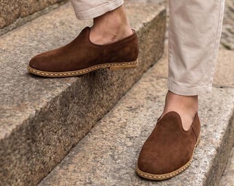 Mocassini da uomo in pelle nabuk marrone, modello Zero Drop.