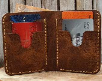 Handcrafted Brown Leather Wallet: Personalized Compact Billfold