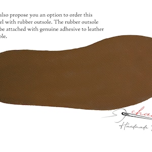 May include: Close-up of a brown rubber outsole with a textured pattern. The text "Charoog Handmade Footwear" is visible in the lower right corner.